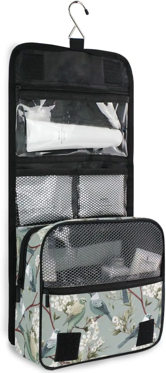 Hanging Toiletry Bag Sparrows Bird Travel Makeup bag for Toiletries Portable Travel Toiletry Organizer Cosmetic Bags with Hanging Hook