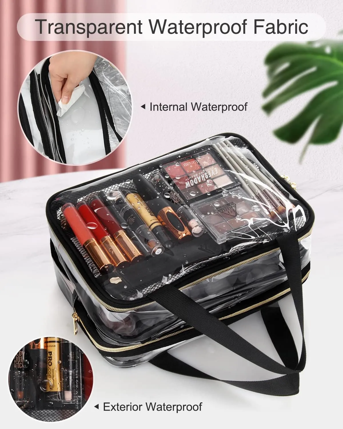 Hanging Toiletry Bag Travel Makeup Bag Clear TSA Toiletry Bag for Toiletries Full Sized Container Stand up Access to Toiletries for Women Men Makeup Organizer Case
