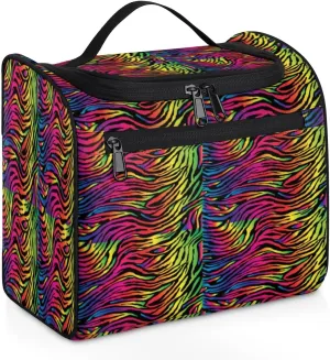 Hanging Toiletry Bags for Traveling Men Zebra Skin Pattern Large Dopp Kit Travel Toiletry Bag for Women Rainbow Travel Cosmetic Makeup Organizer Shower Bathroom Bag