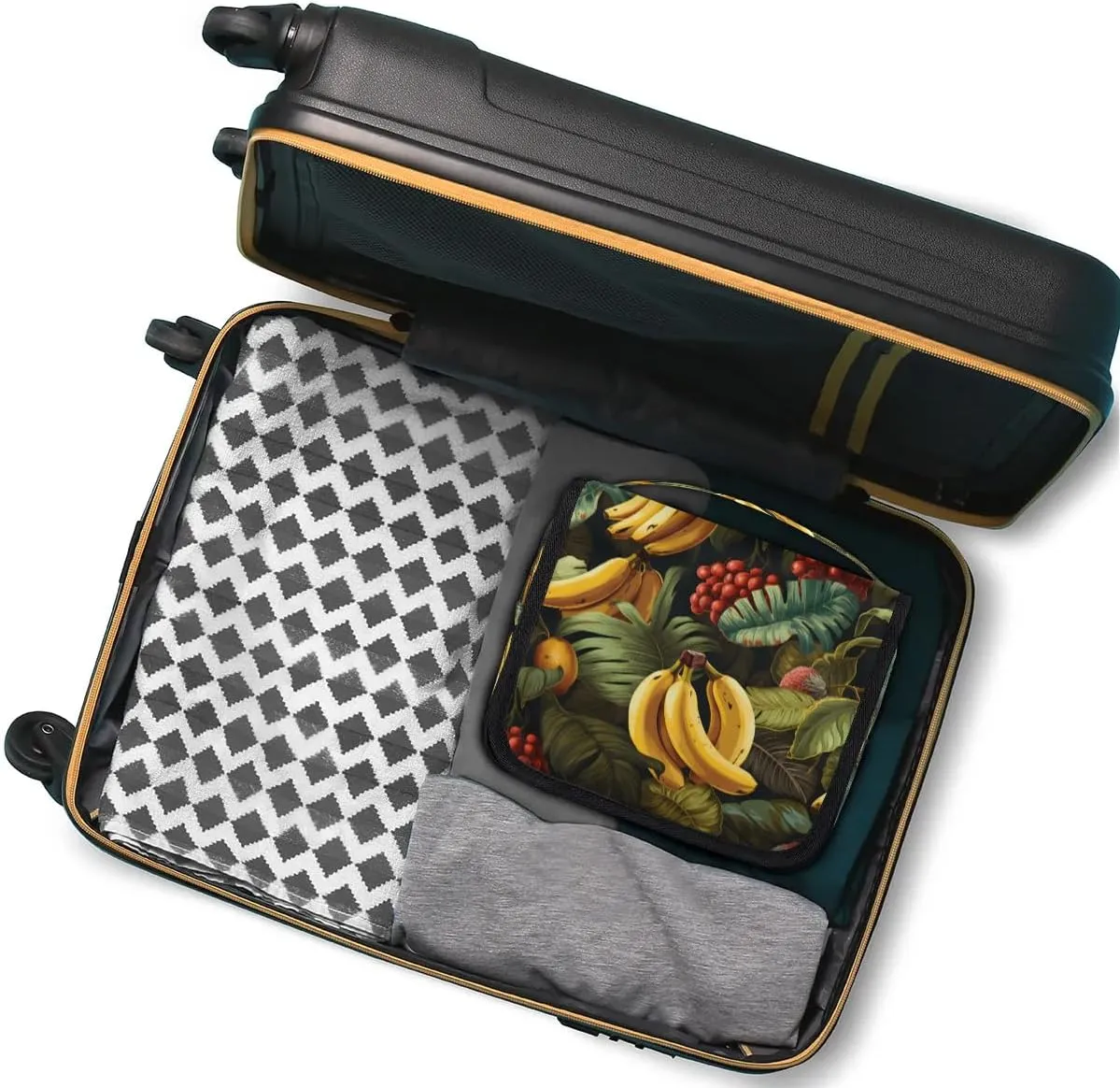 Hanging Travel Toiletry Bag Bananas Palm Leaves Toiletry Bags with Hanging Hook Portable Cosmetic Bag Makeup Organizer for Travel Business Trip