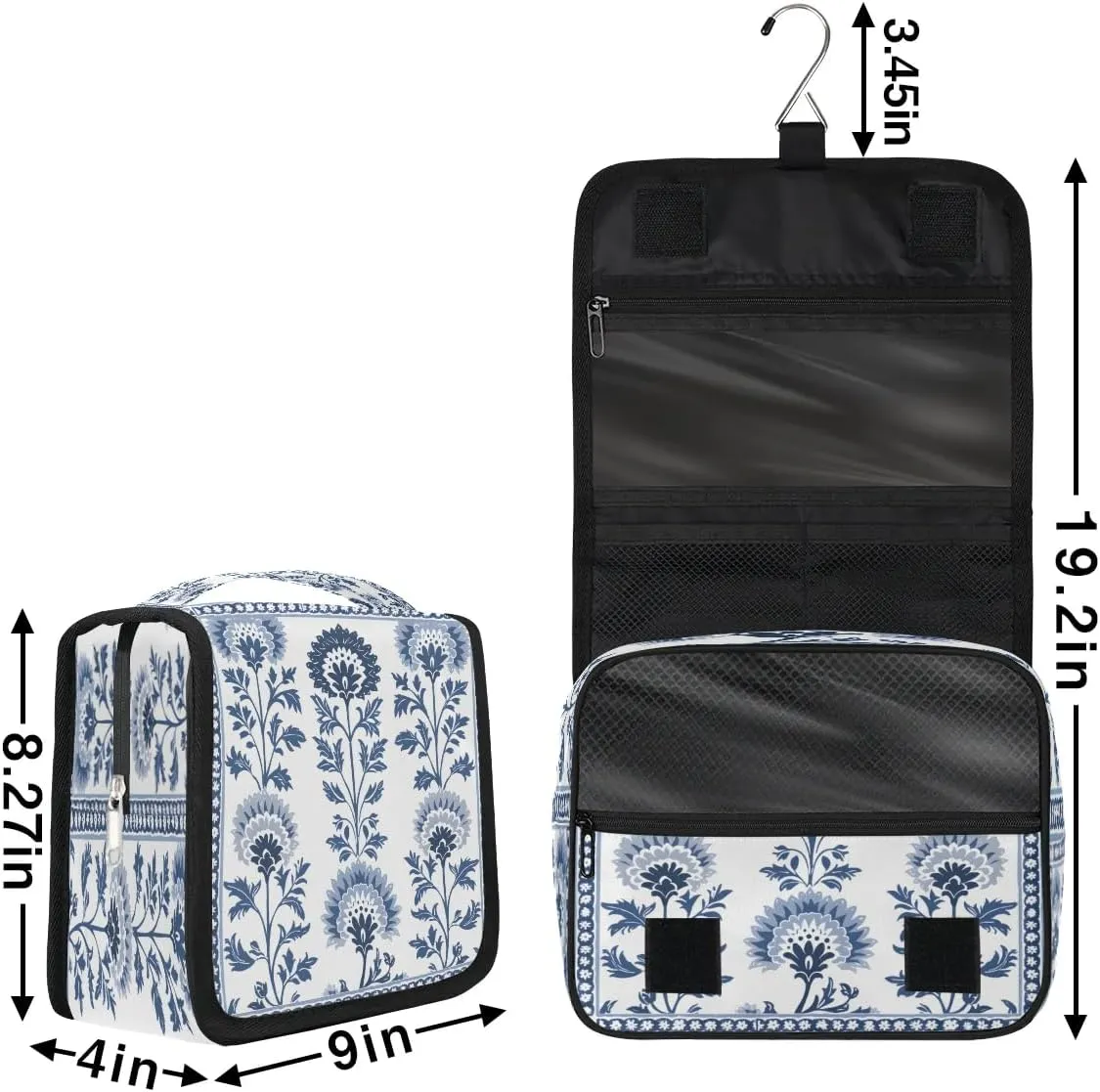 Hanging Travel Toiletry Bag Boho Flower Floral Toiletry Bags with Hanging Hook Portable Cosmetic Bag Makeup Organizer for Travel Business Trip