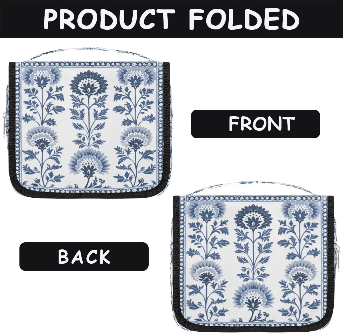 Hanging Travel Toiletry Bag Boho Flower Floral Toiletry Bags with Hanging Hook Portable Cosmetic Bag Makeup Organizer for Travel Business Trip