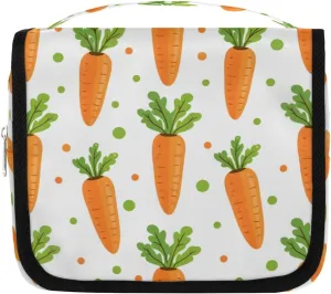 Hanging Travel Toiletry Bag Carrots Dots Toiletry Bags with Hanging Hook Portable Cosmetic Bag Makeup Organizer for Travel Business Trip