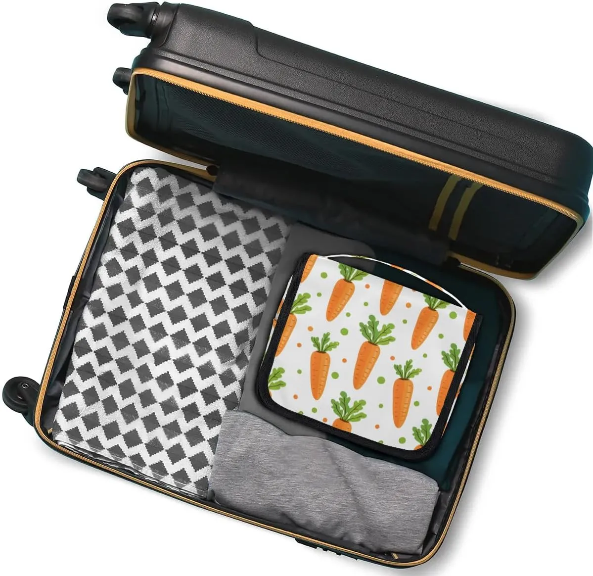 Hanging Travel Toiletry Bag Carrots Dots Toiletry Bags with Hanging Hook Portable Cosmetic Bag Makeup Organizer for Travel Business Trip