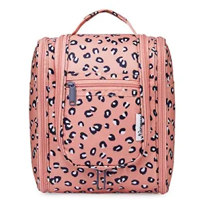 Hanging Travel Toiletry Bag Cosmetic Make up Organizer, Orange Leopard