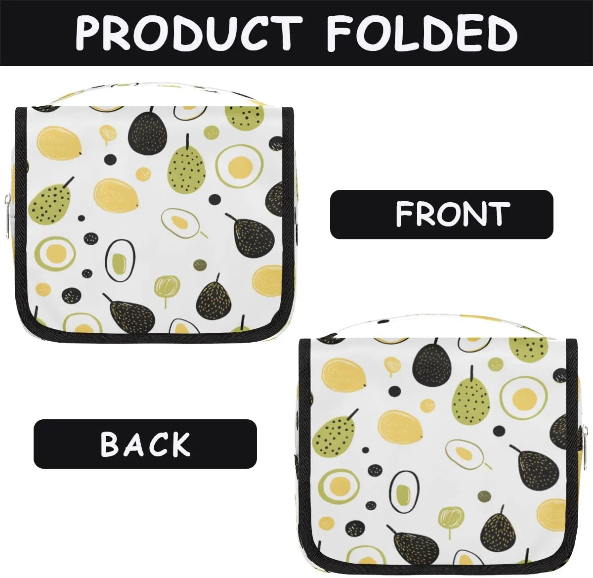 Hanging Travel Toiletry Bag Cute Avocado Toiletry Bags with Hanging Hook Portable Cosmetic Bag Makeup Organizer for Travel Business Trip