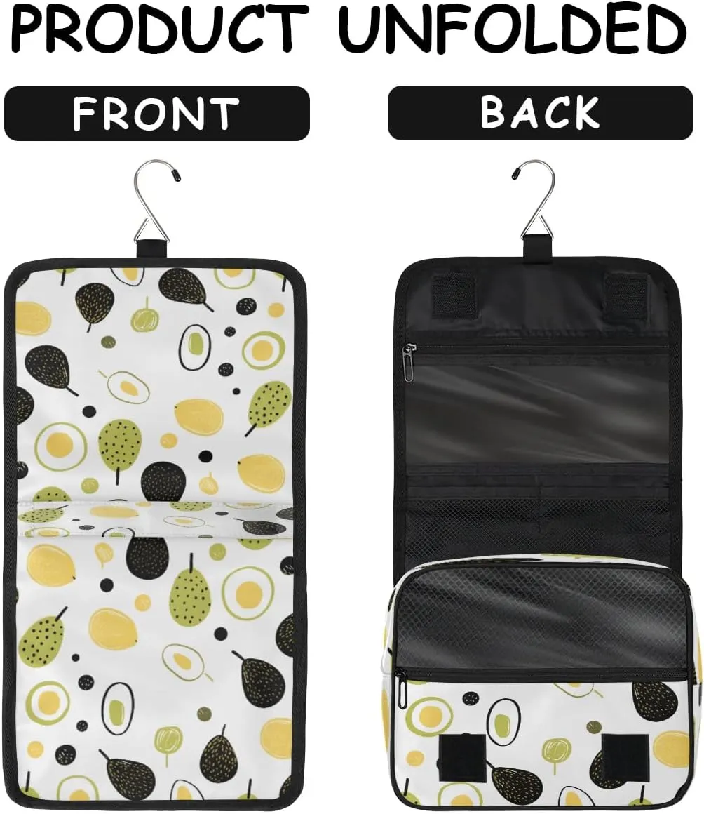 Hanging Travel Toiletry Bag Cute Avocado Toiletry Bags with Hanging Hook Portable Cosmetic Bag Makeup Organizer for Travel Business Trip