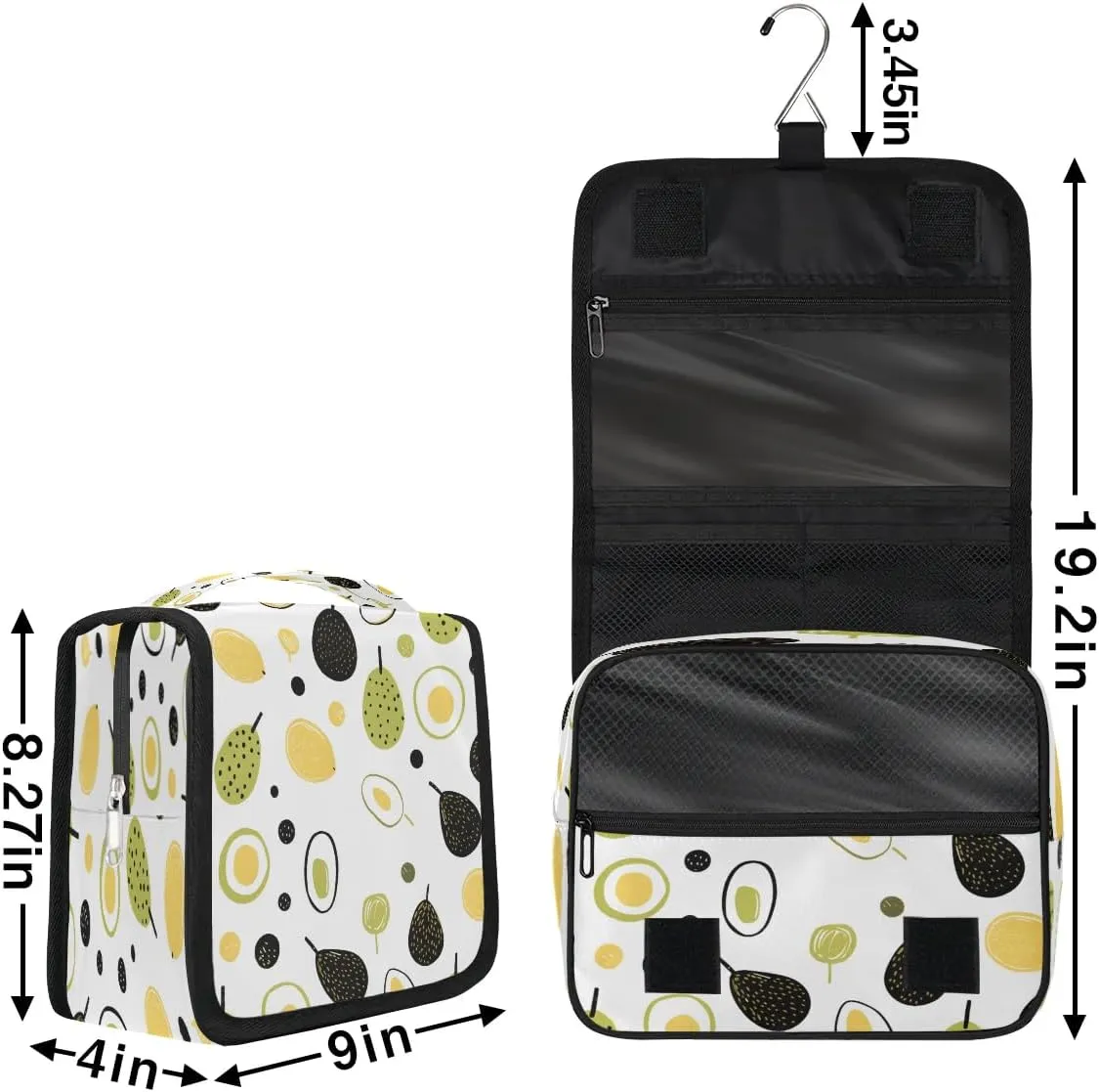 Hanging Travel Toiletry Bag Cute Avocado Toiletry Bags with Hanging Hook Portable Cosmetic Bag Makeup Organizer for Travel Business Trip