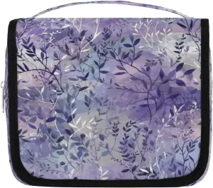 Hanging Travel Toiletry Bag Leaf Print Toiletry Bags with Hanging Hook Portable Cosmetic Bag Makeup Organizer for Travel Business Trip