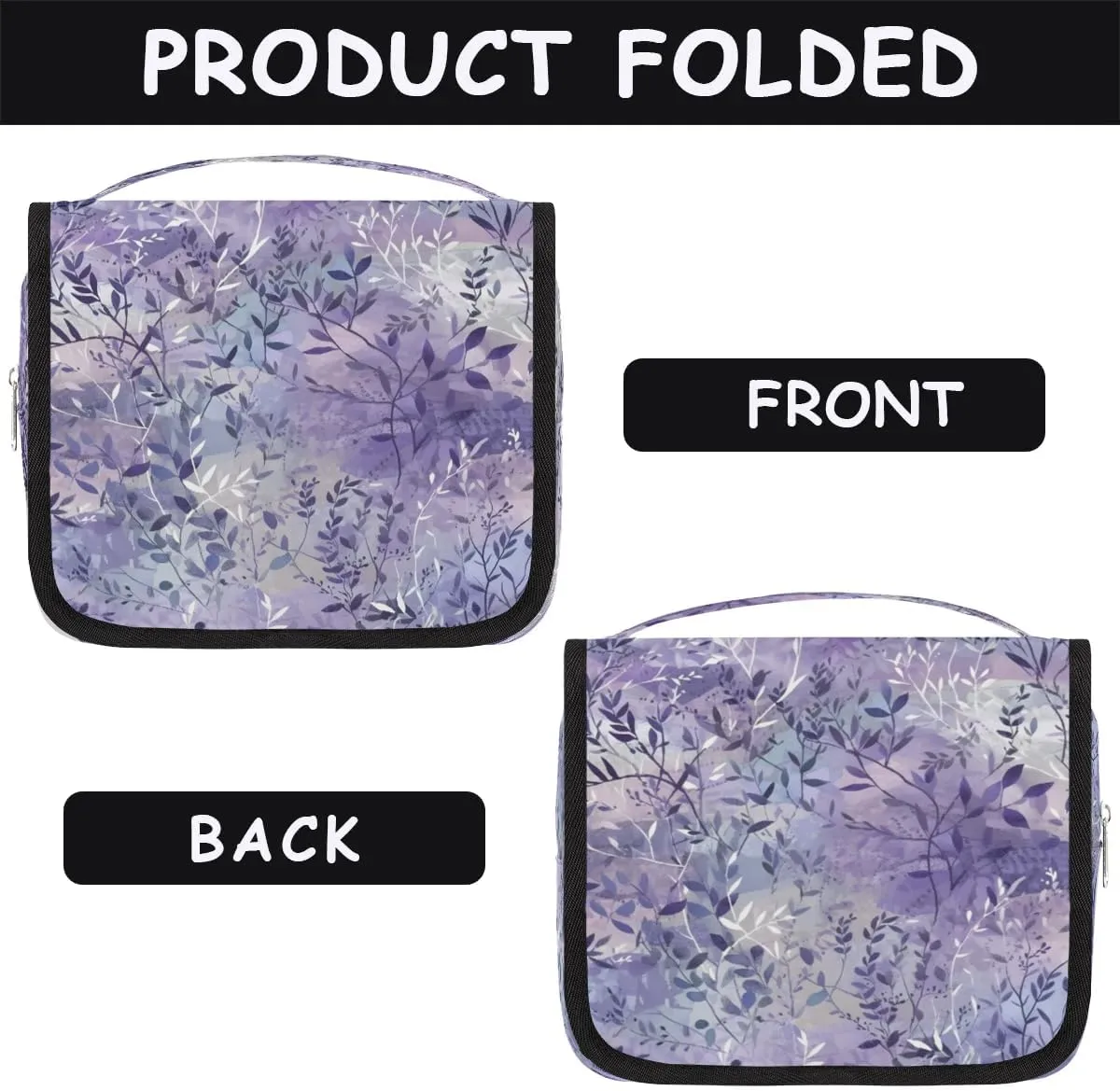Hanging Travel Toiletry Bag Leaf Print Toiletry Bags with Hanging Hook Portable Cosmetic Bag Makeup Organizer for Travel Business Trip