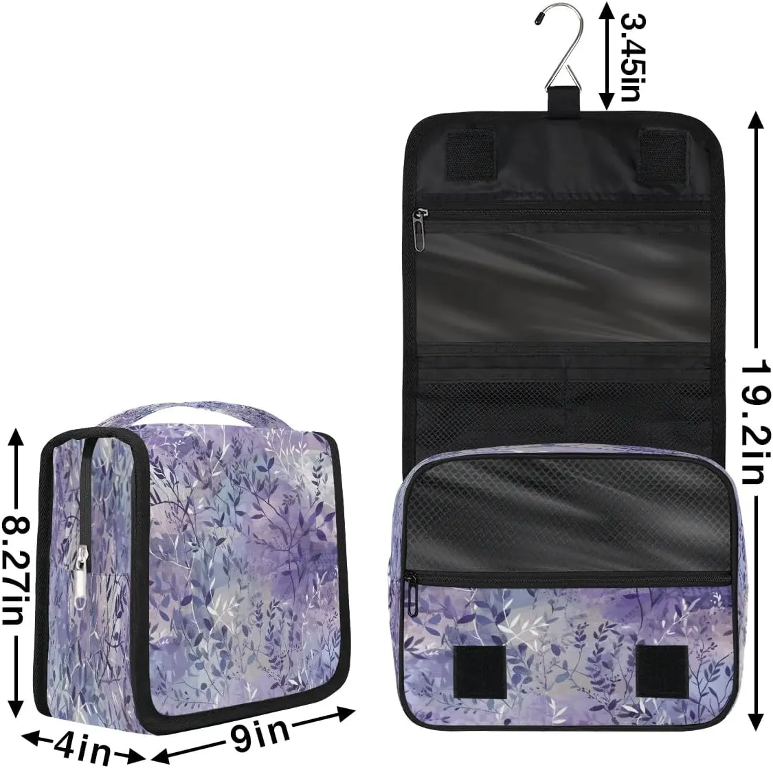 Hanging Travel Toiletry Bag Leaf Print Toiletry Bags with Hanging Hook Portable Cosmetic Bag Makeup Organizer for Travel Business Trip