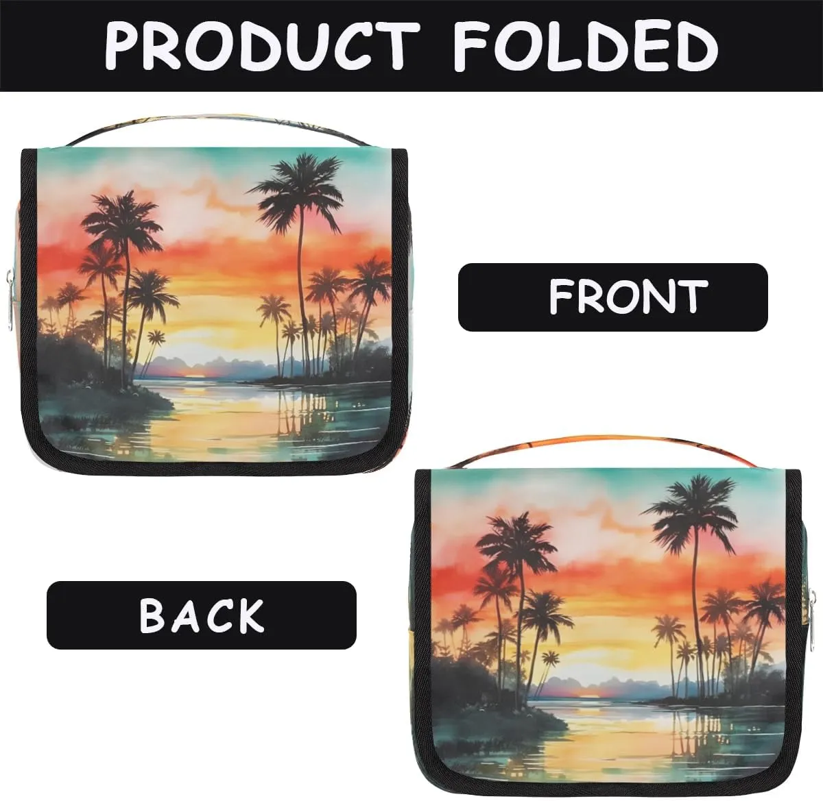 Hanging Travel Toiletry Bag Palm Tree Toiletry Bags with Hanging Hook Portable Cosmetic Bag Makeup Organizer for Travel Business Trip