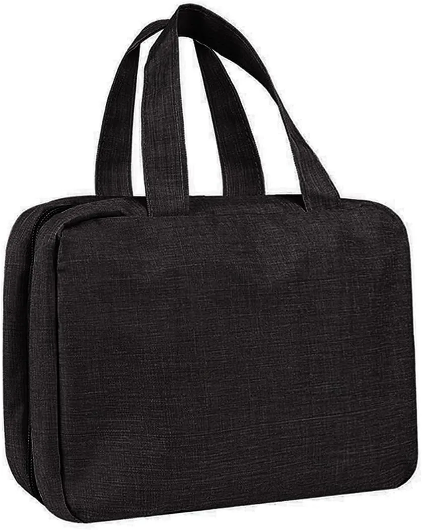 hanging travel toiletry bag with Hanging Hook,Water-resistant Makeup Cosmetic Bag Travel Organizer for Accessories,Portable Toiletry Travel Organizer Bag (Black, Large)