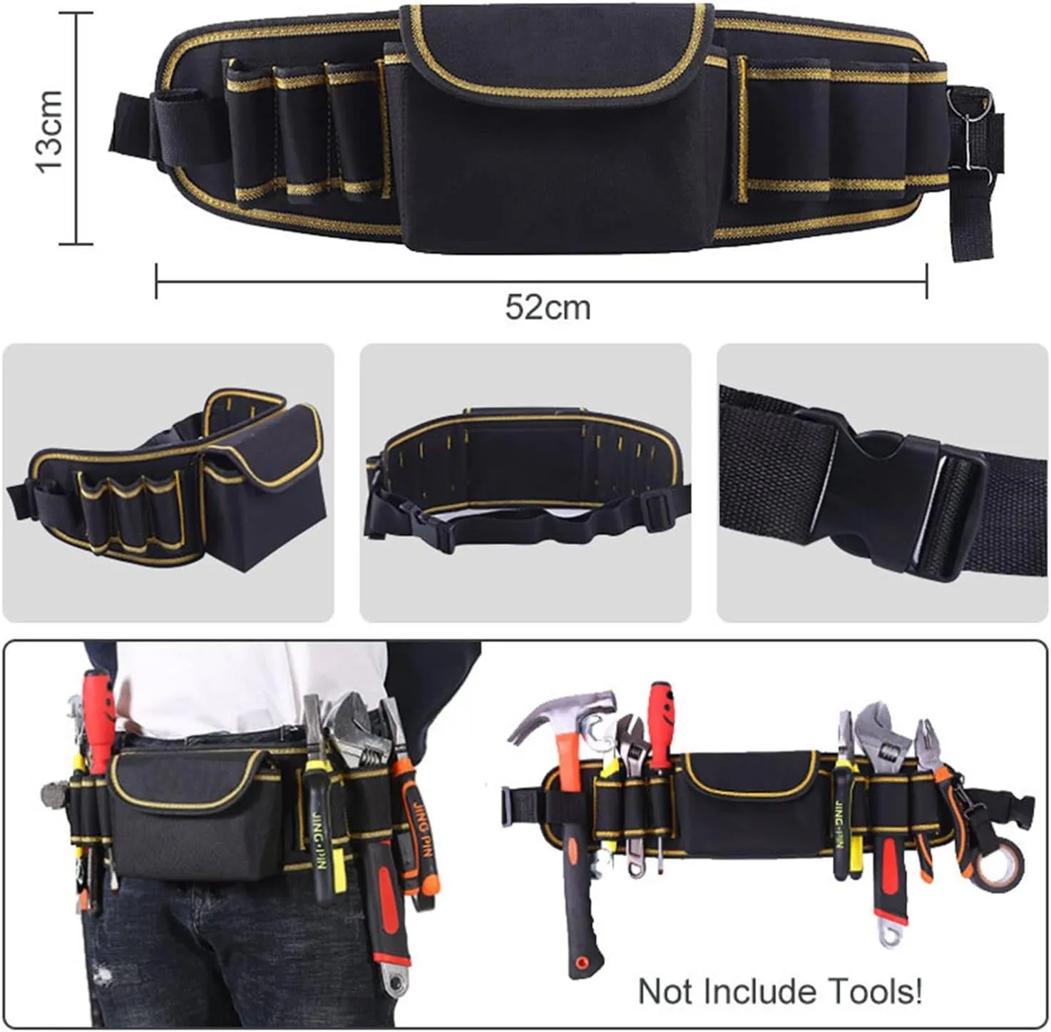 Hardware Tool Repair Kit Storage Bag Oxford Cloth Tool Belt Bag for Electric Drill Wrench Clamp Hammer Multi-Pockets Waist Bag Tool Waist Bag(JK-102)