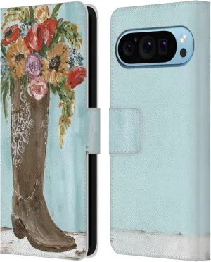 Head Case Designs Officially Licensed Haley Bush Boot Floral Painting Leather Book Wallet Case Cover Compatible with Google Pixel 9 / Pixel 9 Pro