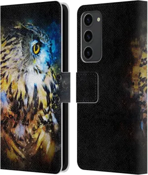 Head Case Designs Officially Licensed Riza Peker Owl Splash Animal Abstract Leather Book Wallet Case Cover Compatible with Samsung Galaxy S23  5G