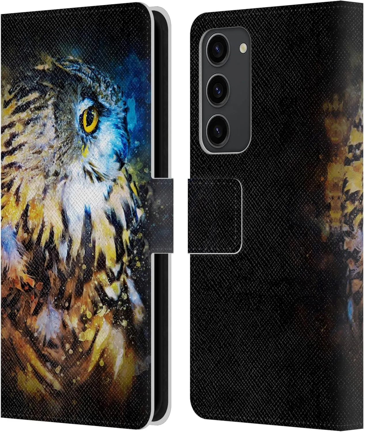 Head Case Designs Officially Licensed Riza Peker Owl Splash Animal Abstract Leather Book Wallet Case Cover Compatible with Samsung Galaxy S23  5G
