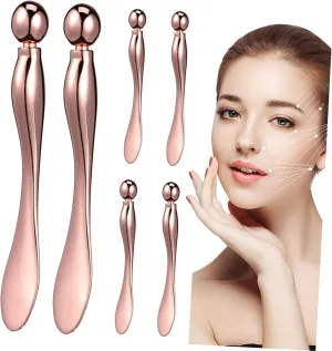 HEALLILY 6 Pack Eye Cream Applicator Tool Cold Metal Roller Skincare Spoon for Eyes Facial Massager Travel-friendly Beauty Tool