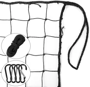 Heavy Duty #18 Nylon Baseball Netting - Practice Nets for Softball, Backstop Barrier & Multi-Purpose Training with 33FT Rope, Backyard & Sports Field Use (Key Chains Included)