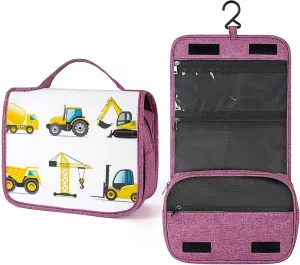 Heavy Truck,Waterproof Travel Toiletry Hanging Bag,Cartoon Style Heavy Machinery Truck,Makeup bag,Travel Organizers,Cosmetic Travel-Sized Container,Large Capacity for Women,Yellow