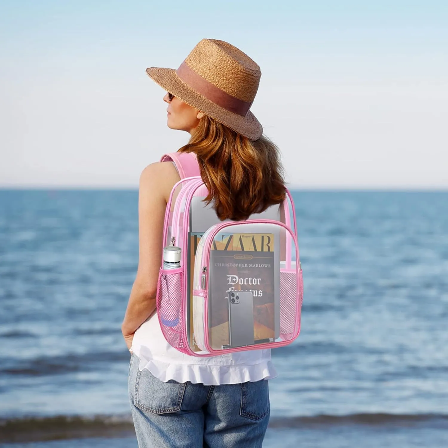 HEEYA Clear Backpack Heavy Duty Transparent Backpack for Security, Sports, Work, Travel, Stadium