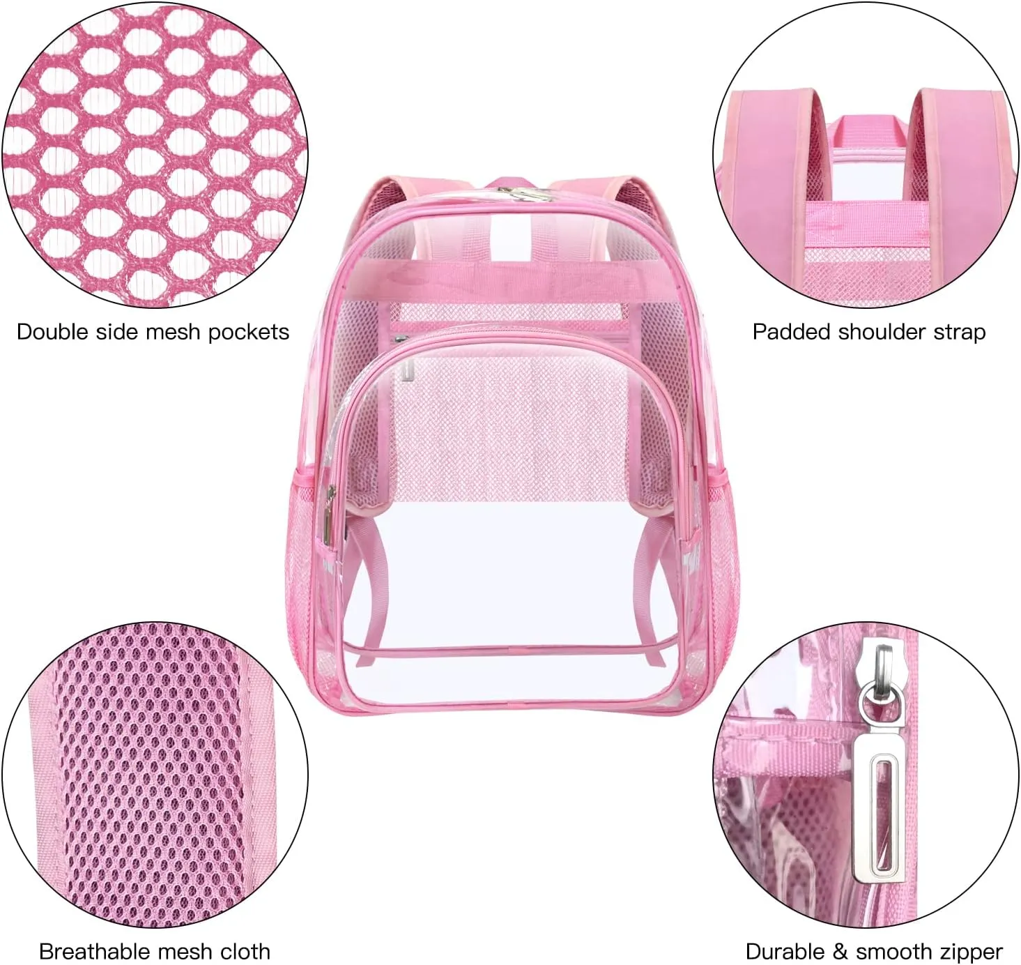 HEEYA Clear Backpack Heavy Duty Transparent Backpack for Security, Sports, Work, Travel, Stadium