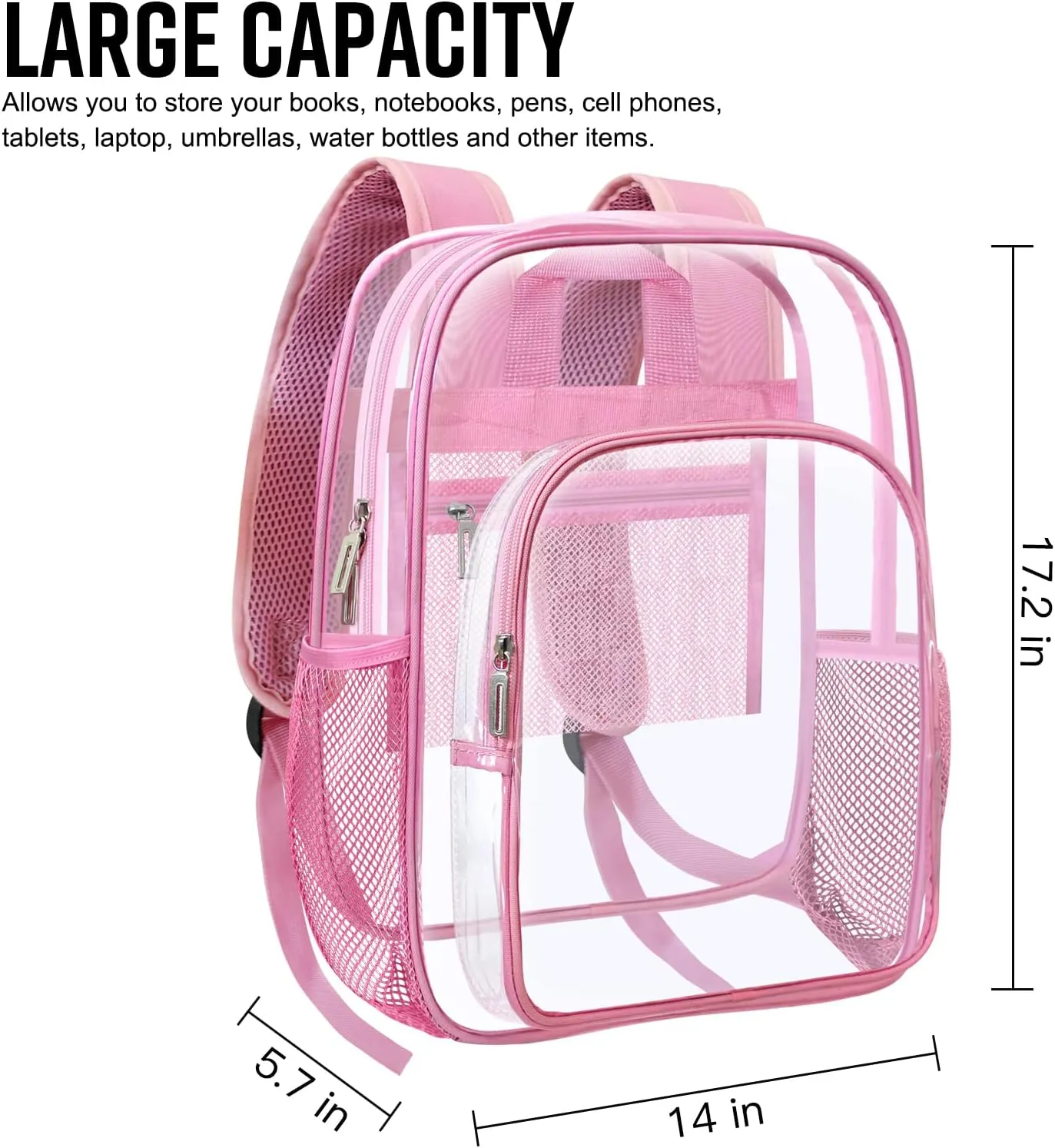 HEEYA Clear Backpack Heavy Duty Transparent Backpack for Security, Sports, Work, Travel, Stadium