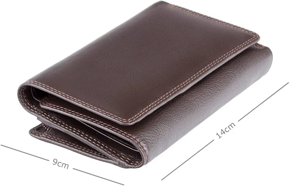 Heritage -32 Soft Leather Womens Trifold Wallet/Purse (Brown)