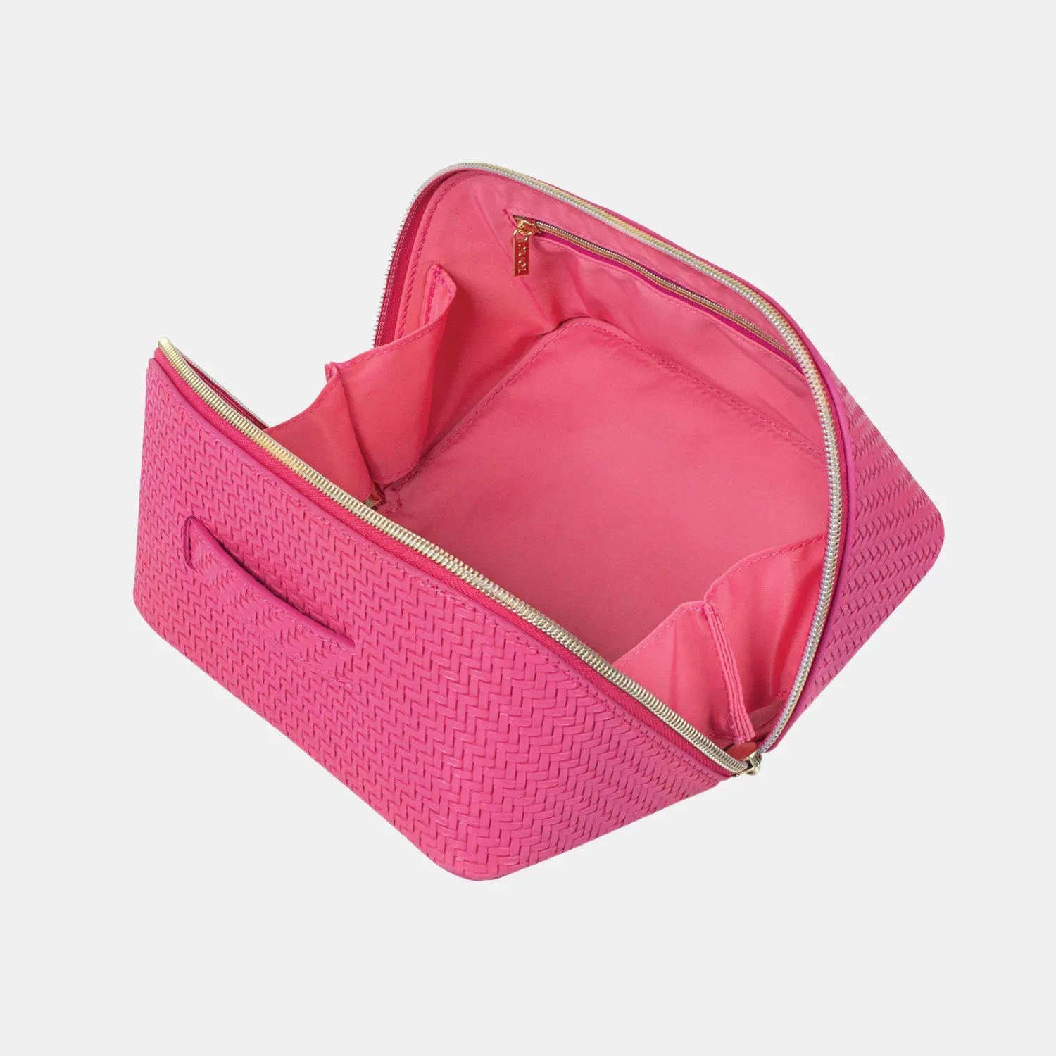 Herringbone raspberry beauty bag medium by Tonic
