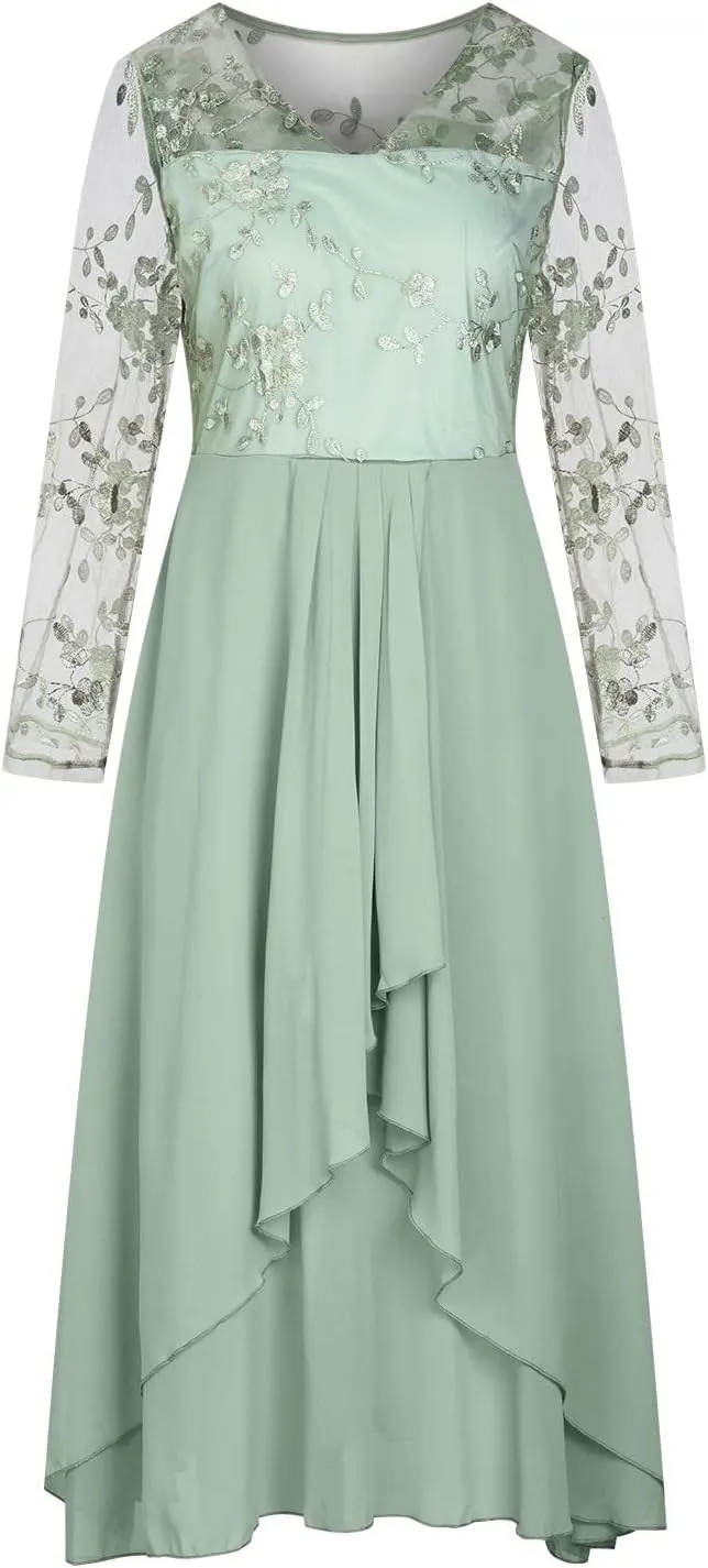 HGps8w Mother of The Bride Dresses for Women Lace Chiffon Flowy Dress Elegant Formal Evening Party Gown for Wedding