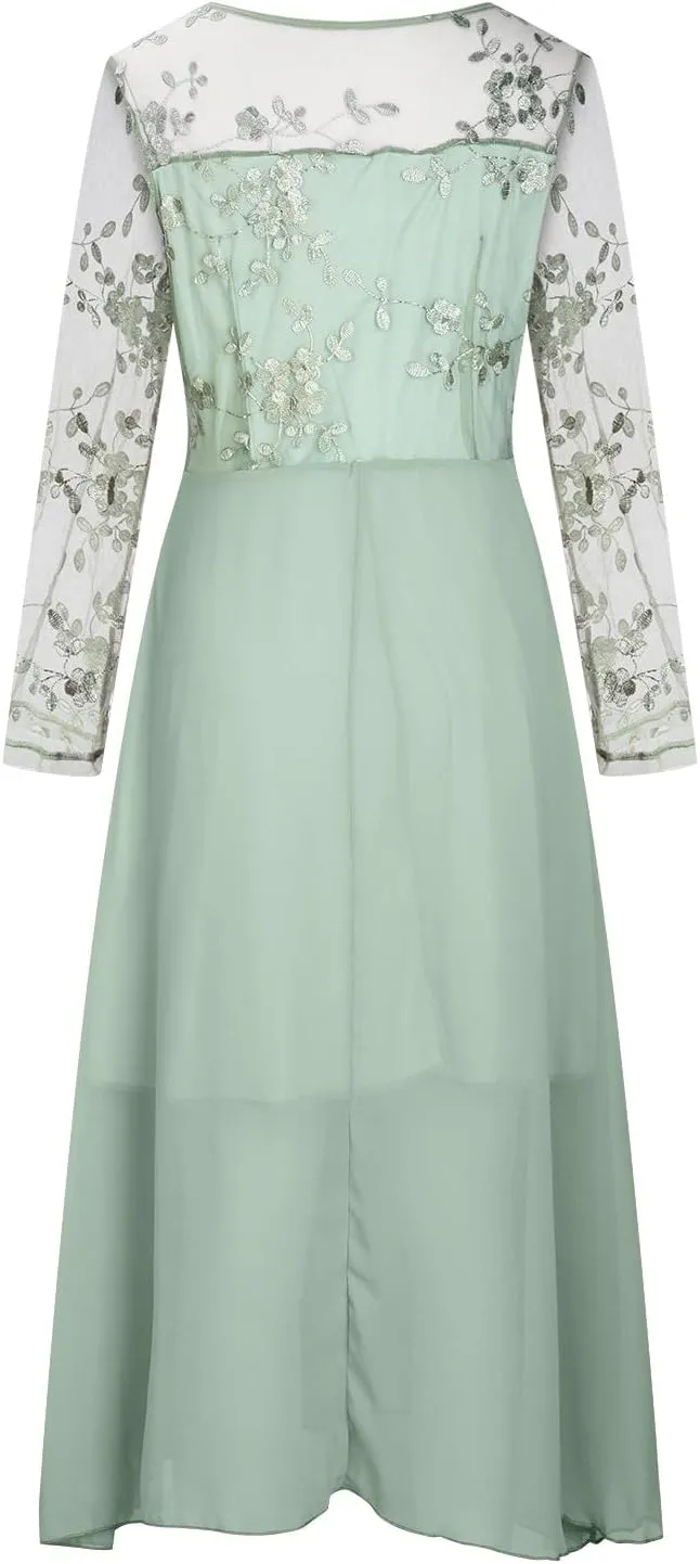 HGps8w Mother of The Bride Dresses for Women Lace Chiffon Flowy Dress Elegant Formal Evening Party Gown for Wedding