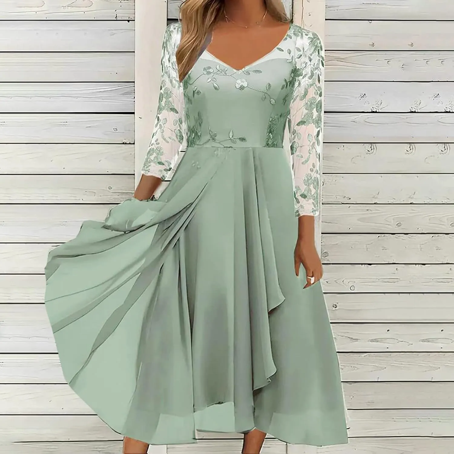 HGps8w Mother of The Bride Dresses for Women Lace Chiffon Flowy Dress Elegant Formal Evening Party Gown for Wedding