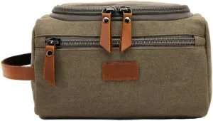 Hide&Haven Waxed Canvas Toiletry and Cosmetics Bag, Unisex (Green)