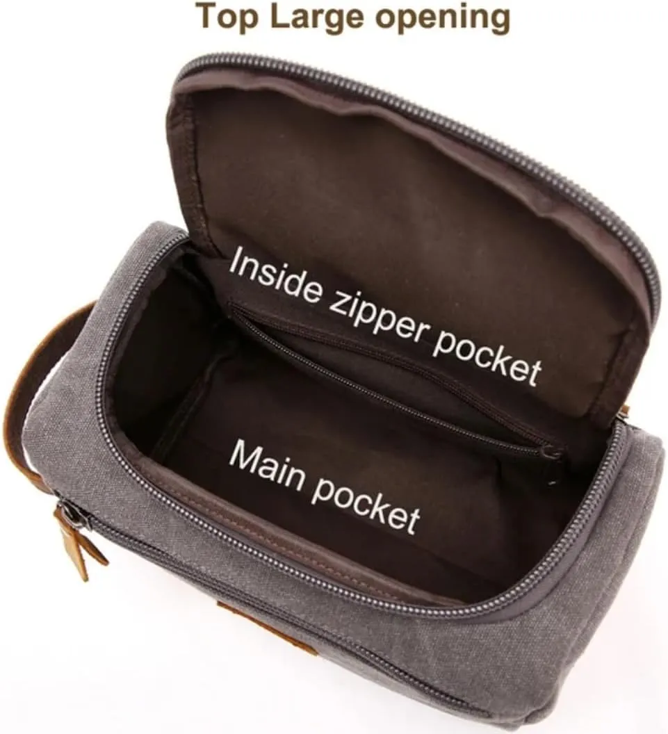 Hide&Haven Waxed Canvas Toiletry and Cosmetics Bag, Unisex (Green)