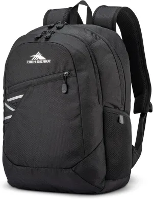 High Sierra Outburst 2.0 Carry-On Daypack Book Bag with Padded Laptop Tablet Sleeve, 360 Degree Reflectivity, Fits Most 15.6" Laptops, 28L, Black