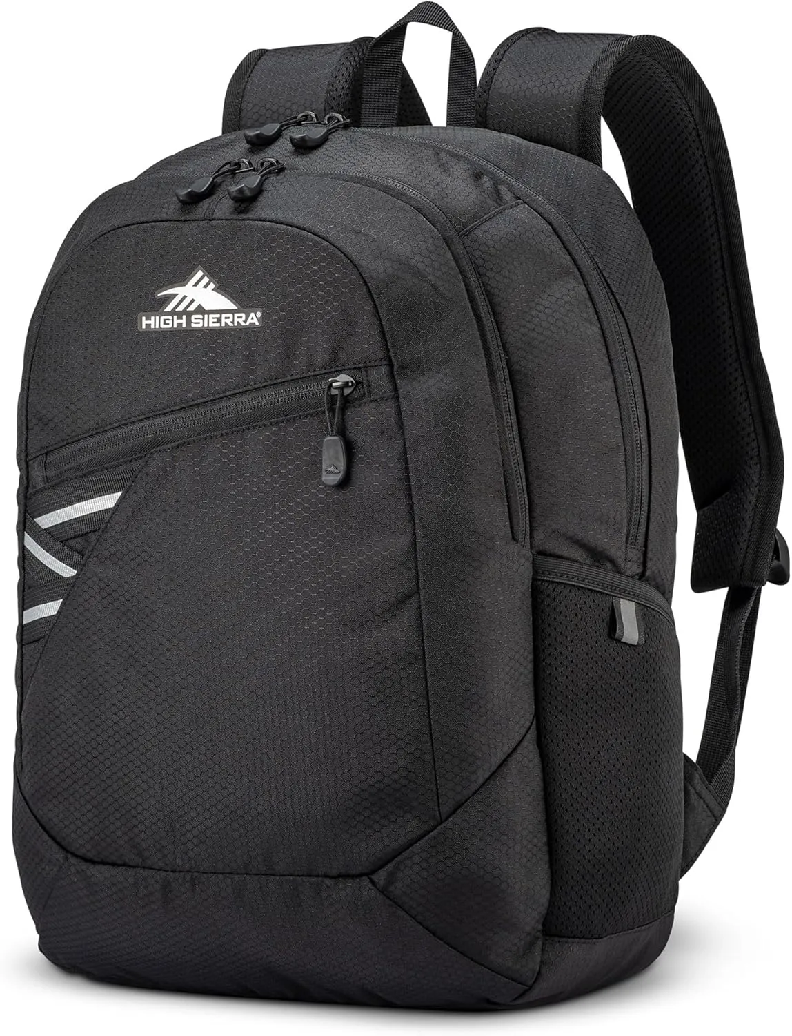 High Sierra Outburst 2.0 Carry-On Daypack Book Bag with Padded Laptop Tablet Sleeve, 360 Degree Reflectivity, Fits Most 15.6" Laptops, 28L, Black