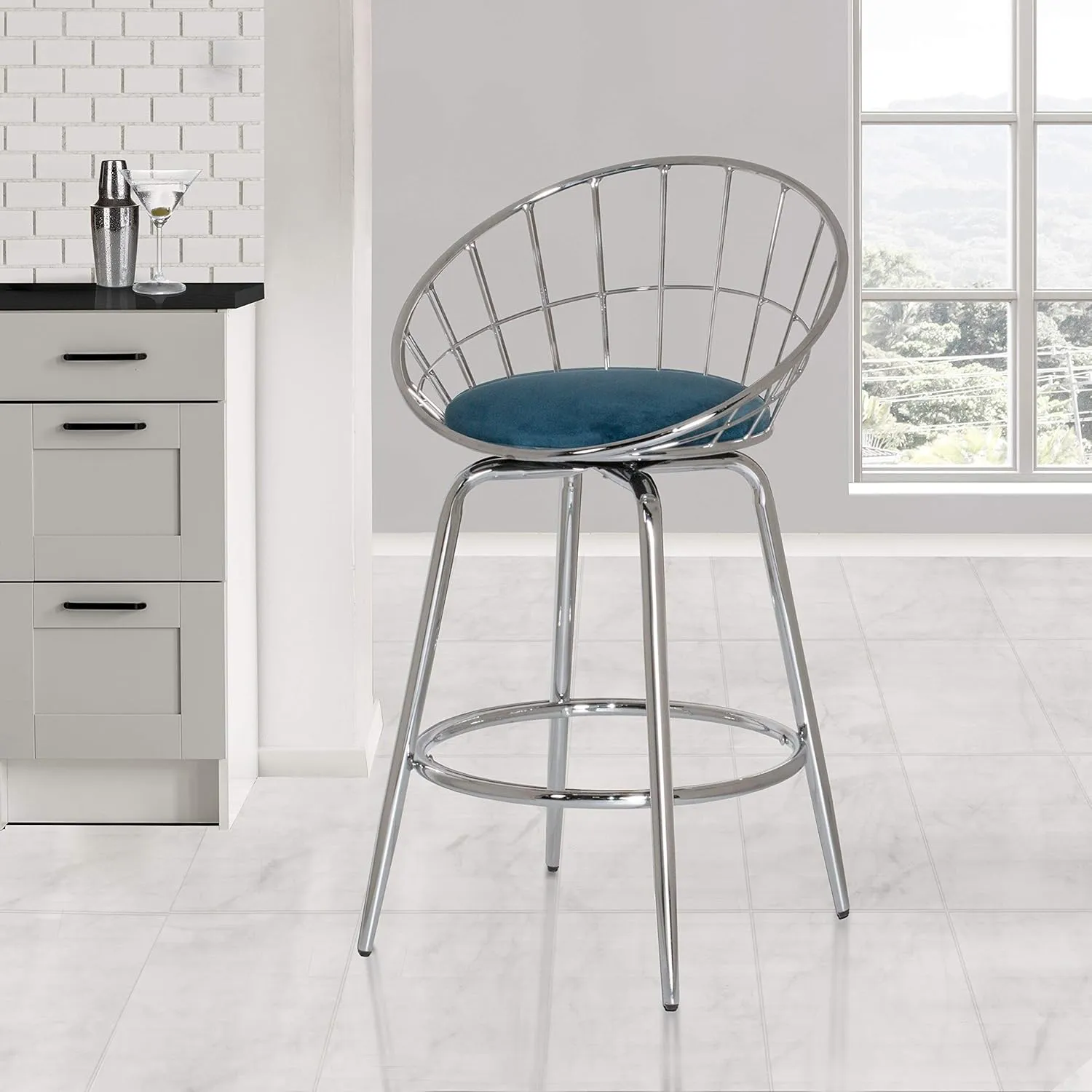 Hillsdale Furniture Bullock Counter Height Swivel Stool, Teal Blue