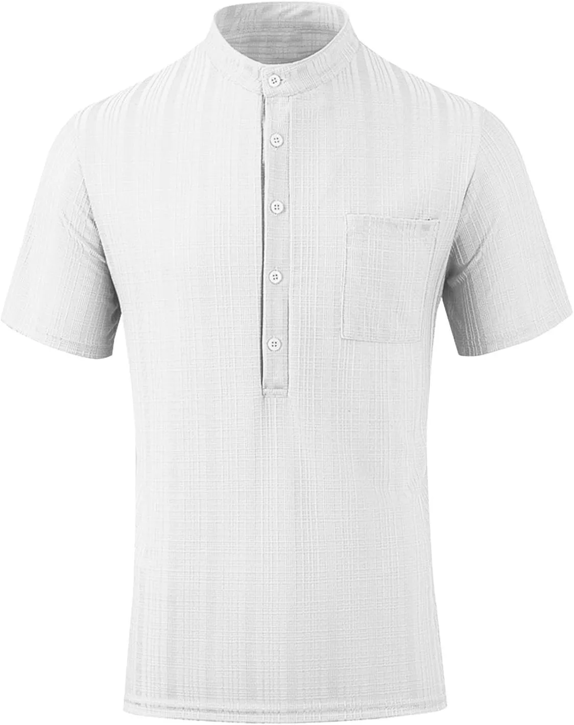 Hippie T-Shirt for Men Solid Color Business Short Sleeve Henley Collar Tees Tops Summer Casual Regular Work Blouse