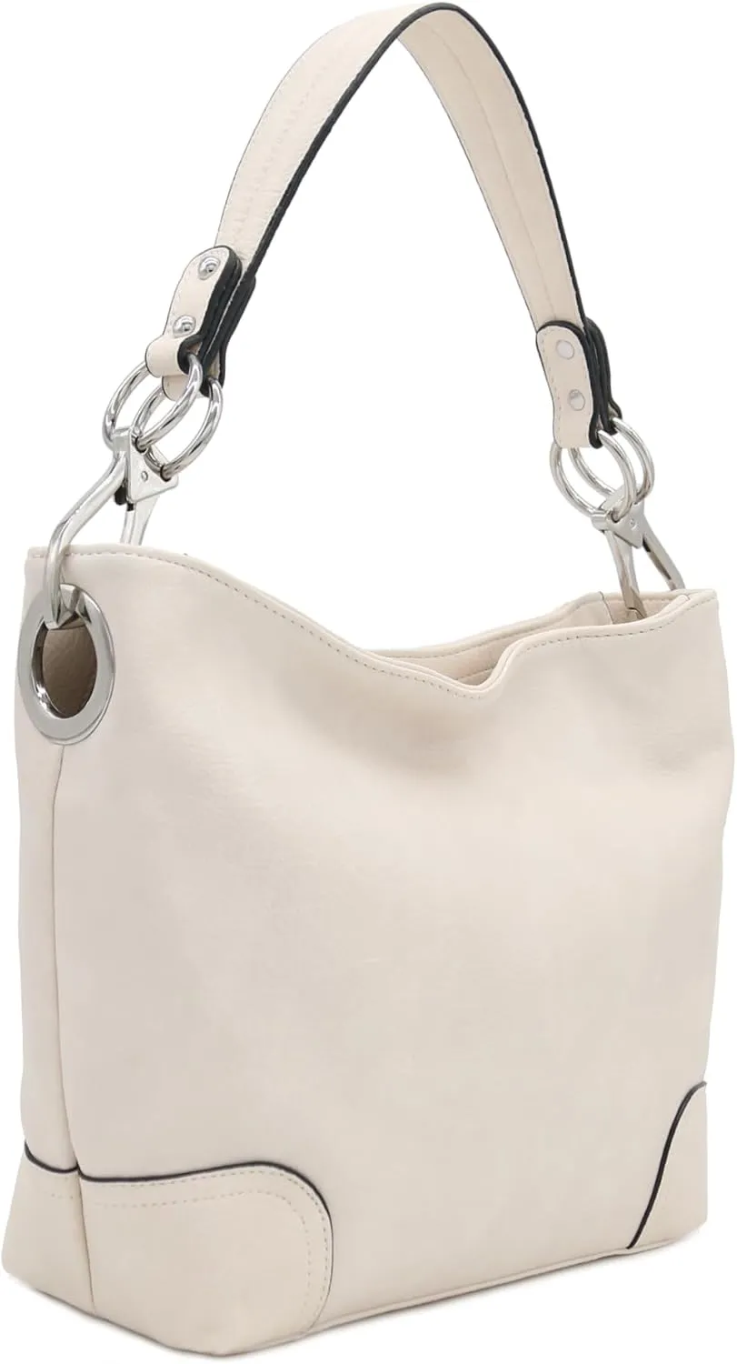 Hobo Shoulder Bag with Big Snap Hook Hardware