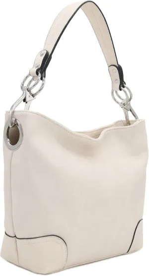 Hobo Shoulder Bag with Big Snap Hook Hardware