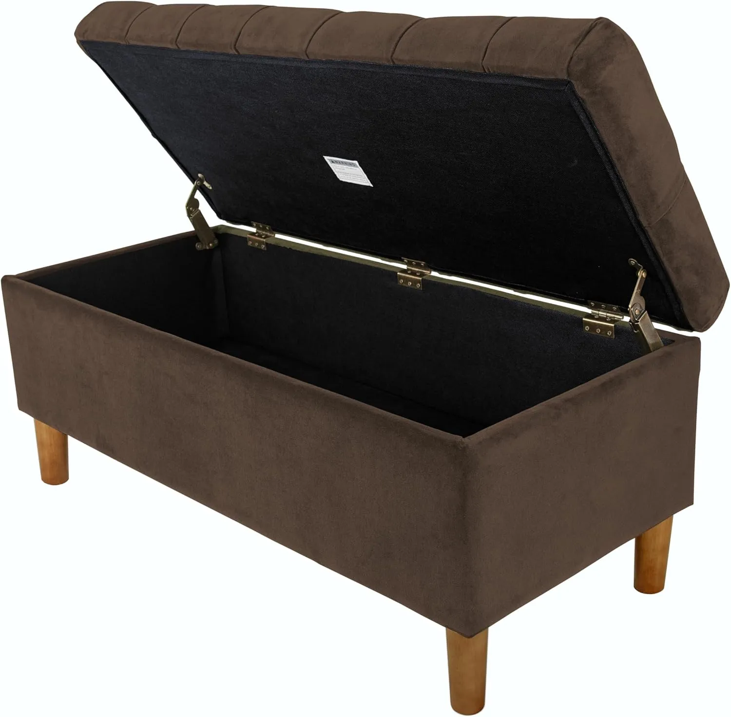 HomePop Home Decor | Tufted Ainsley Button Storage Ottoman Bench with Hinged Lid | Ottoman Bench with Storage for Living Room & Bedroom, Chocolate Brown Velvet