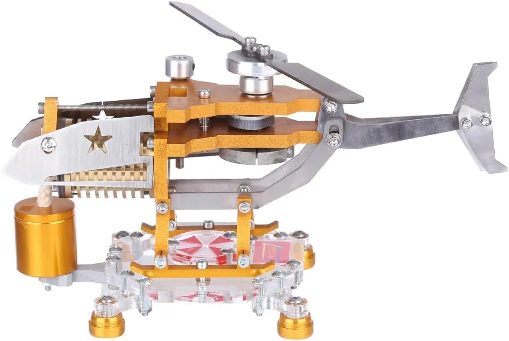 Horizontal Single Cylinder Vacuum Stirling Engine Model for Transport Helicopter, Physics Mechanics Experiment Tool for Teens & Adults