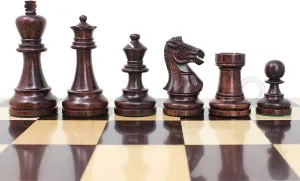 House of Chess - Grand Master Staunton Tournament Chess Set Pieces - King Size: 3-3/4" (Broad Base)   2 Extra Queens - Ringy Rosewood/Boxwood