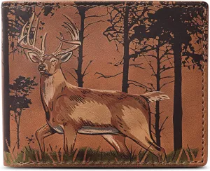 House of Jack Co. Deer In The Woods Bifold Wallet for Men and Outdoorsmen with Camou Lining, Full Grain Italian Cowhide Leather Wallet, Tan