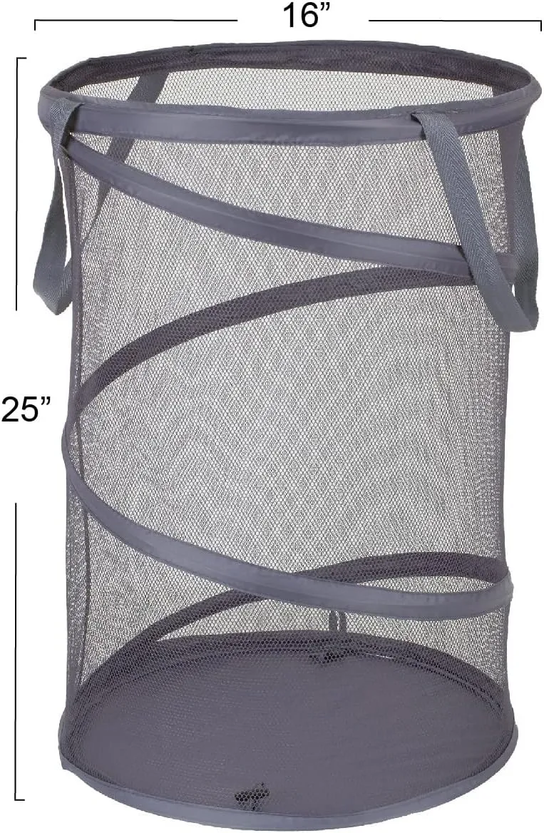 Household Essentials 2027-1 Pop-Up Collapsible Mesh Laundry Hamper | Charcoal