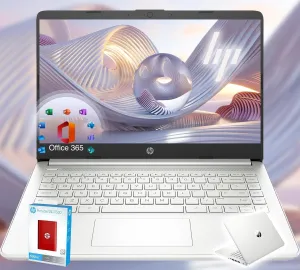 HP 14 Ultrabook • Back to School Limited Edition with Microsoft 365 • Intel 4-Core CPU • 16GB RAM • 1.6TB Storage (128GB OnBoard withHP 512GB P500 Portable SSD   1TB OneDrive) • Natural Silver • Win11