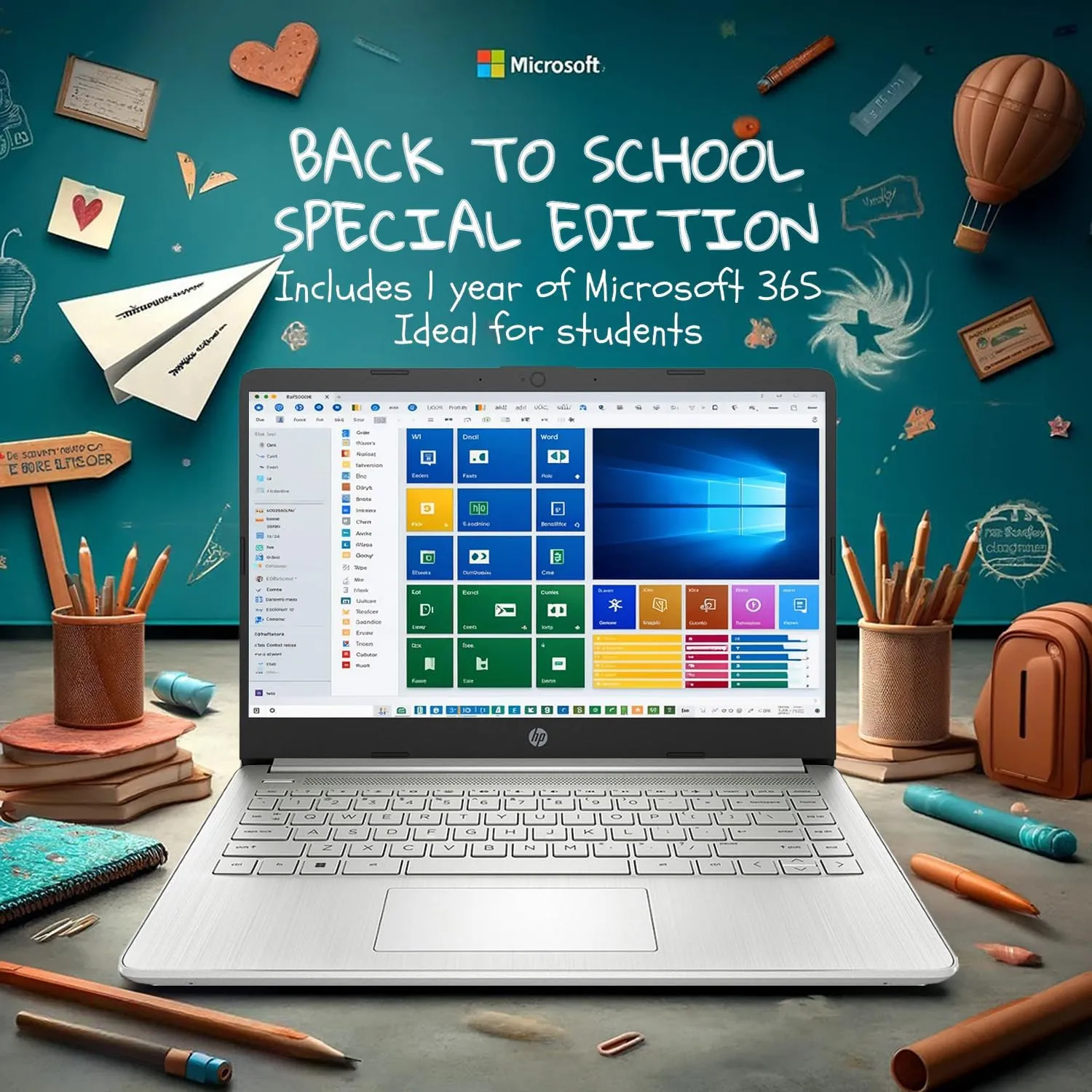 HP 14 Ultrabook • Back to School Limited Edition with Microsoft 365 • Intel 4-Core CPU • 16GB RAM • 1.6TB Storage (128GB OnBoard withHP 512GB P500 Portable SSD   1TB OneDrive) • Natural Silver • Win11