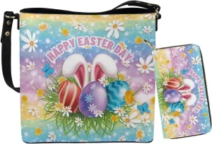 HUGS IDEA Leather Purses and Handbag for Women Bucket Bag with Wrist Wallet 2 Packs