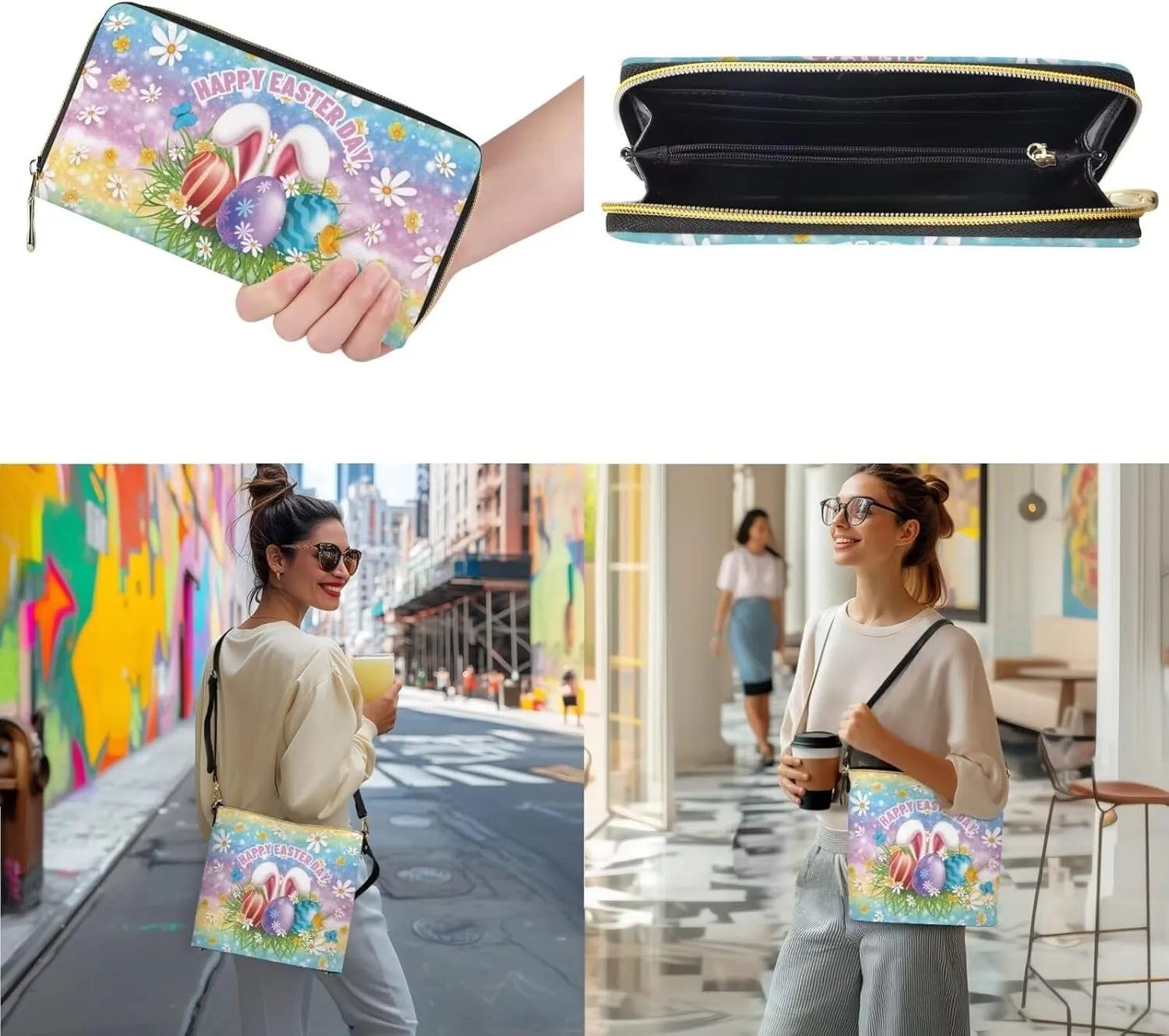 HUGS IDEA Leather Purses and Handbag for Women Bucket Bag with Wrist Wallet 2 Packs