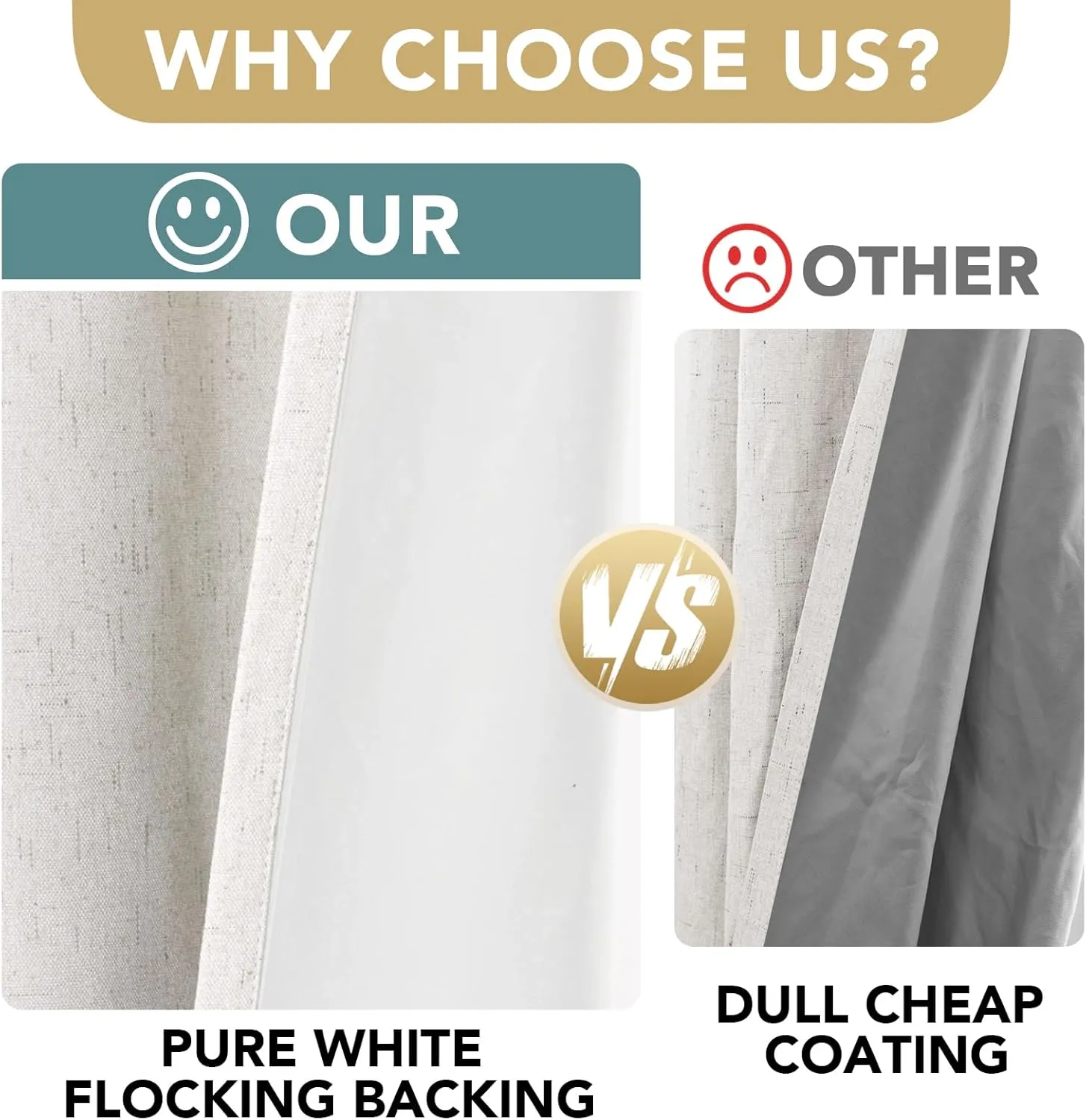 H.VERSAILTEX 100% Blackout Curtains Linen Textured Blackout Curtains for Bedroom Full Light Blocking Thermal Insulated Curtain Panels 84 Inches Long Energy Saving with White Liner, 2 Panels, Ivory